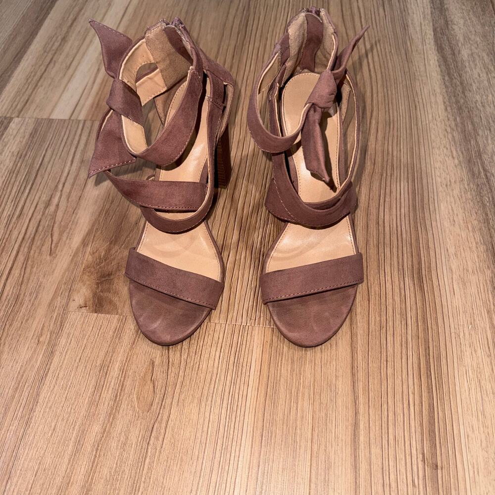 Lauren Conrad Soft Pink Velvet Sandal Heels